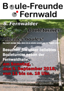 Read more about the article 8. Fernwalder Bouleturnier der Boule-Freunde Fernwald